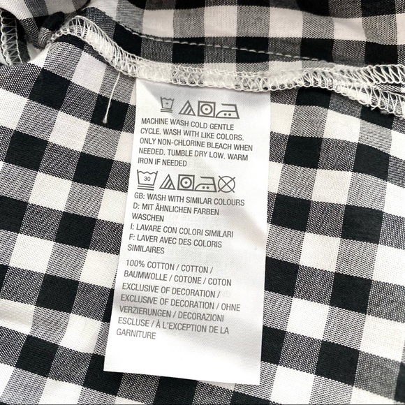 Black White Ginghamcore Prairie Embroidered Cotton Blouse Top Sz 8 Cottagecore - Picture 10 of 11